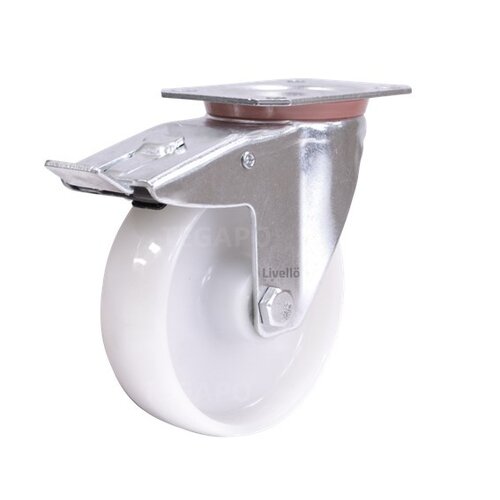 EdelRader zwenkwiel nylon 125mm 2NO plaat met rem 