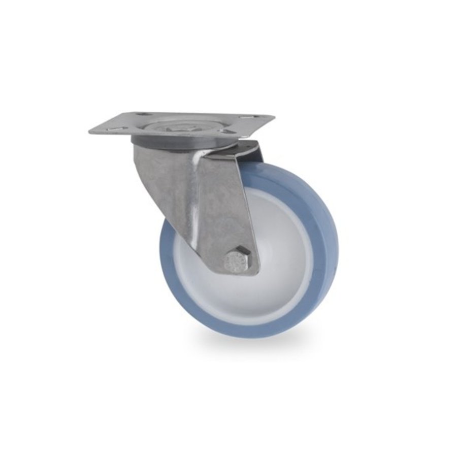 Livellö zwenkwiel RVS 80 nylon NOC blauw plaatbevestiging-1