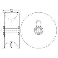 Buiswiel 140mm kogellager 20mm