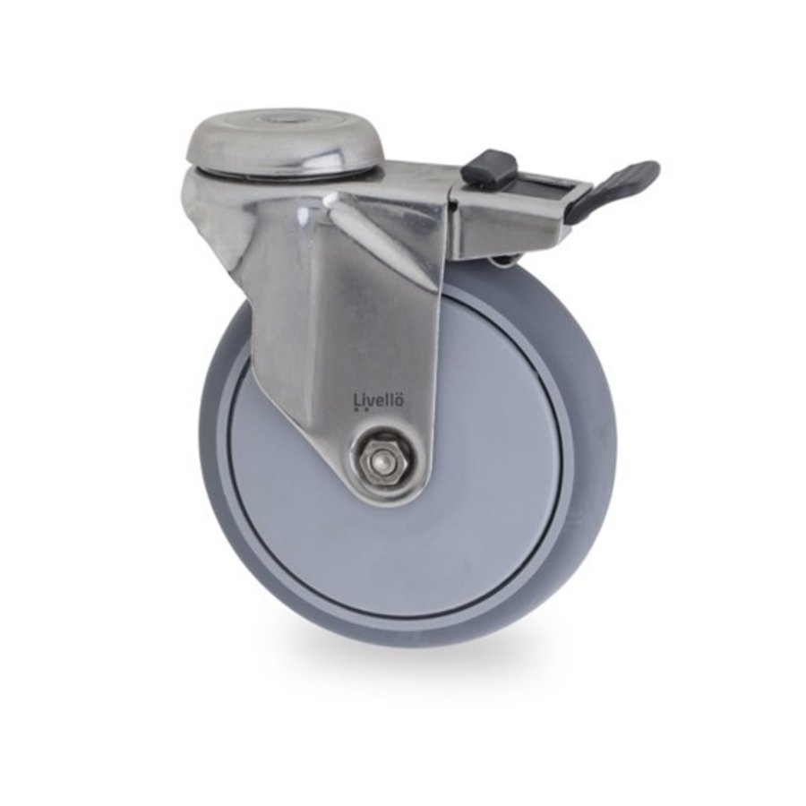 Livellö zwenkwiel RVS 100 7TPKO boutgat met rem-1