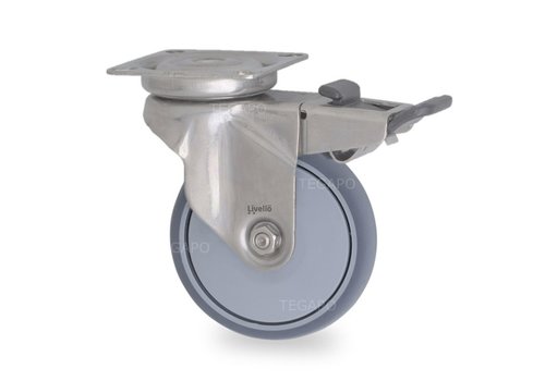 Livellö zwenkwiel RVS 125 7TPKO plaat met rem 