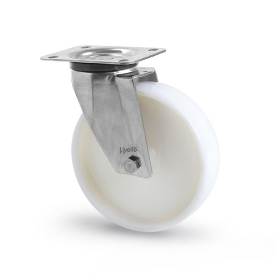 Livellö zwenkwiel RVS 80 nylon NO plaat-1