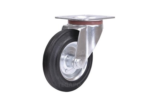Livellö zwenkwiel rubber 160 2SO plaat  Livellö zwenkwiel rubber 160 2SO plaat