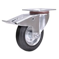 EdelRader zwenkwiel rubber 160mm 2SO plaat met rem