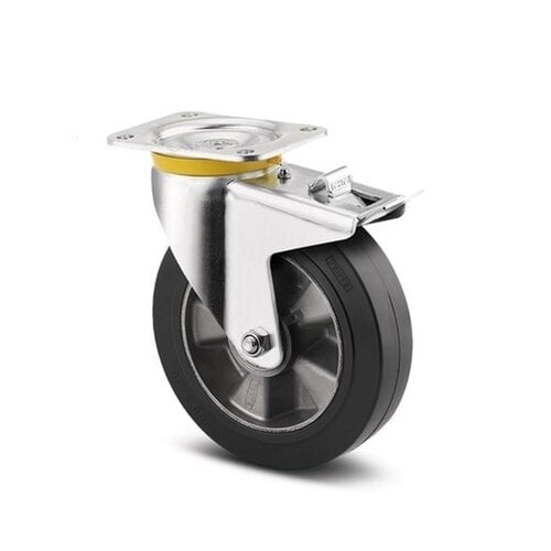 TENTE Zwenkwiel rubber 250 5SO plaat met rem 