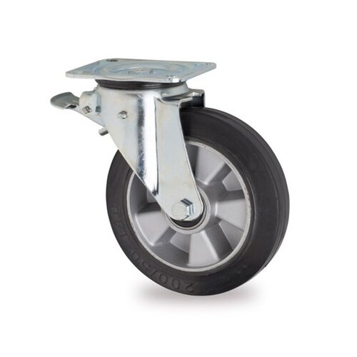 LIVELLO zwenkwiel rubber 250 5SO plaat met rem 