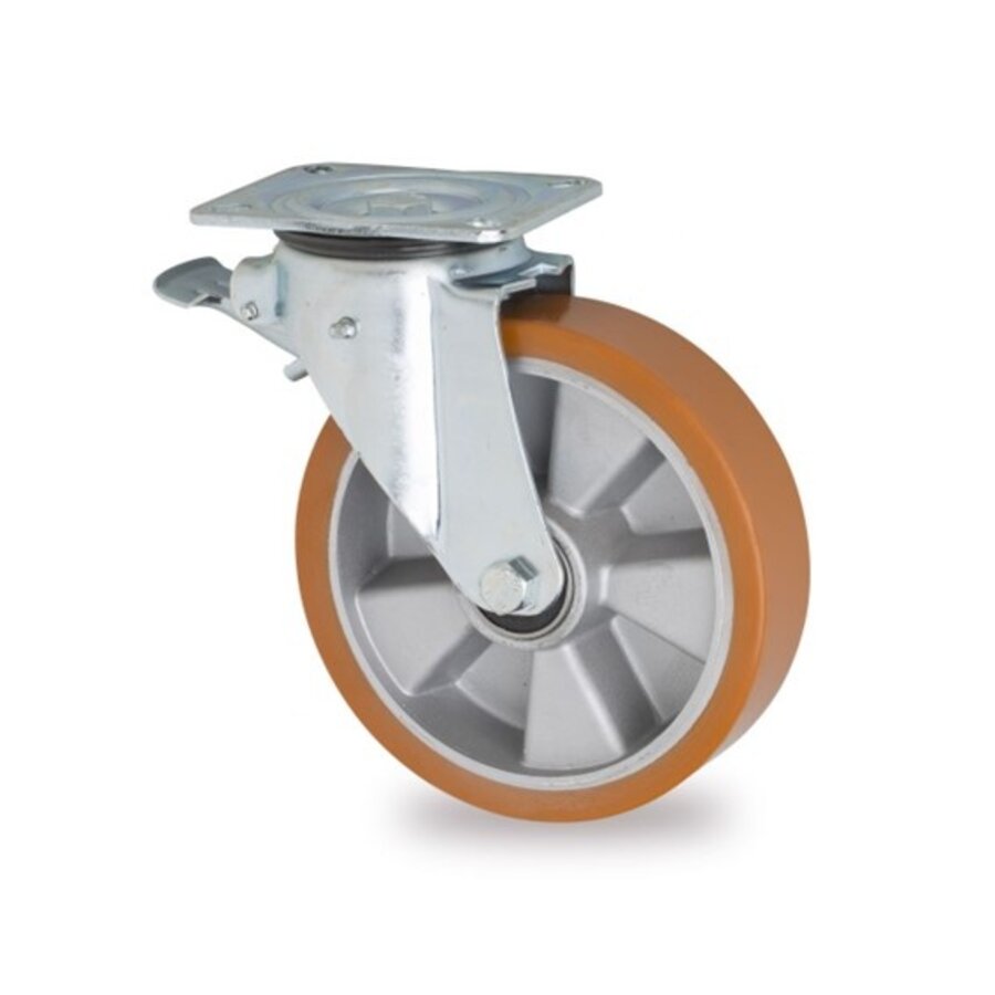 LIVELLO zwenkwiel polyurethaan 200 5SO plaat met rem-1