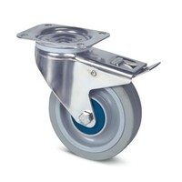 thumb-TENTE Zwenkwiel RVS 100 elastisch rubber KO plaat met rem-1