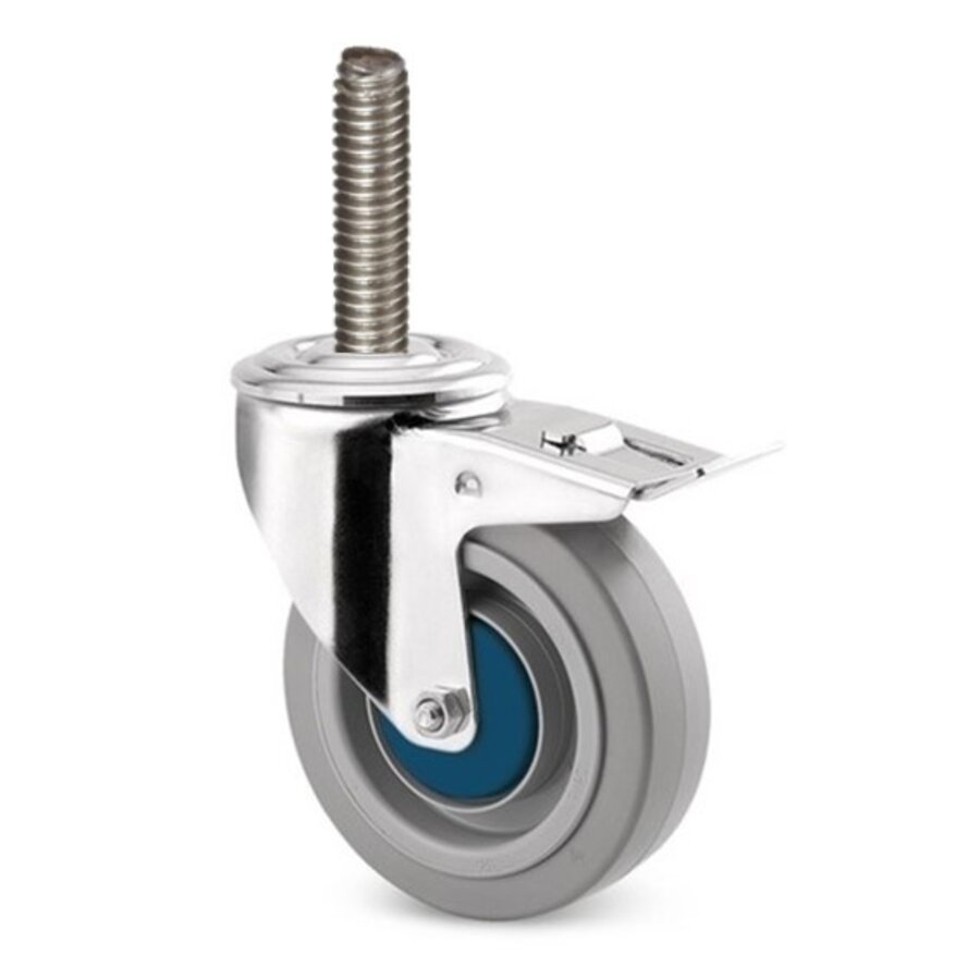 Zwenkwiel RVS 100 elastisch rubber KO M10x65 met rem-1