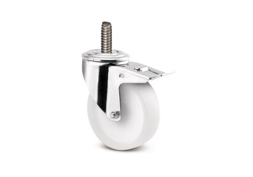 Zwenkwiel RVS 80 nylon NO M8x35 met rem  Zwenkwiel RVS 80 nylon NO M8x35 met rem