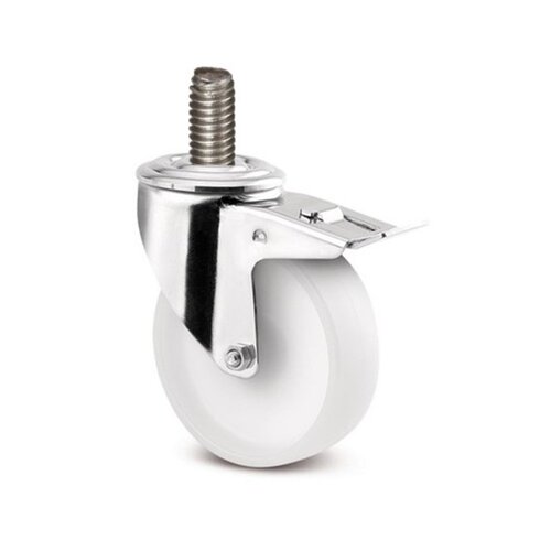 Zwenkwiel RVS 125 nylon NO M12x35 met rem  Zwenkwiel RVS 125 nylon NO M12x35 met rem
