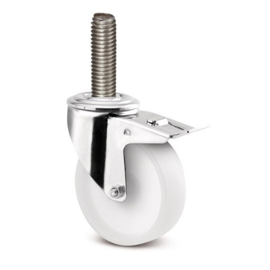 Zwenkwiel RVS 125 nylon NO M12x65 met rem-1