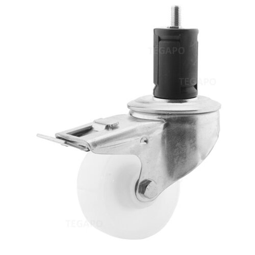 Zwenkwiel nylon 80 3NO ronde buis 36-39mm met rem  Zwenkwiel nylon 80 3NO ronde buis 36-39mm met rem