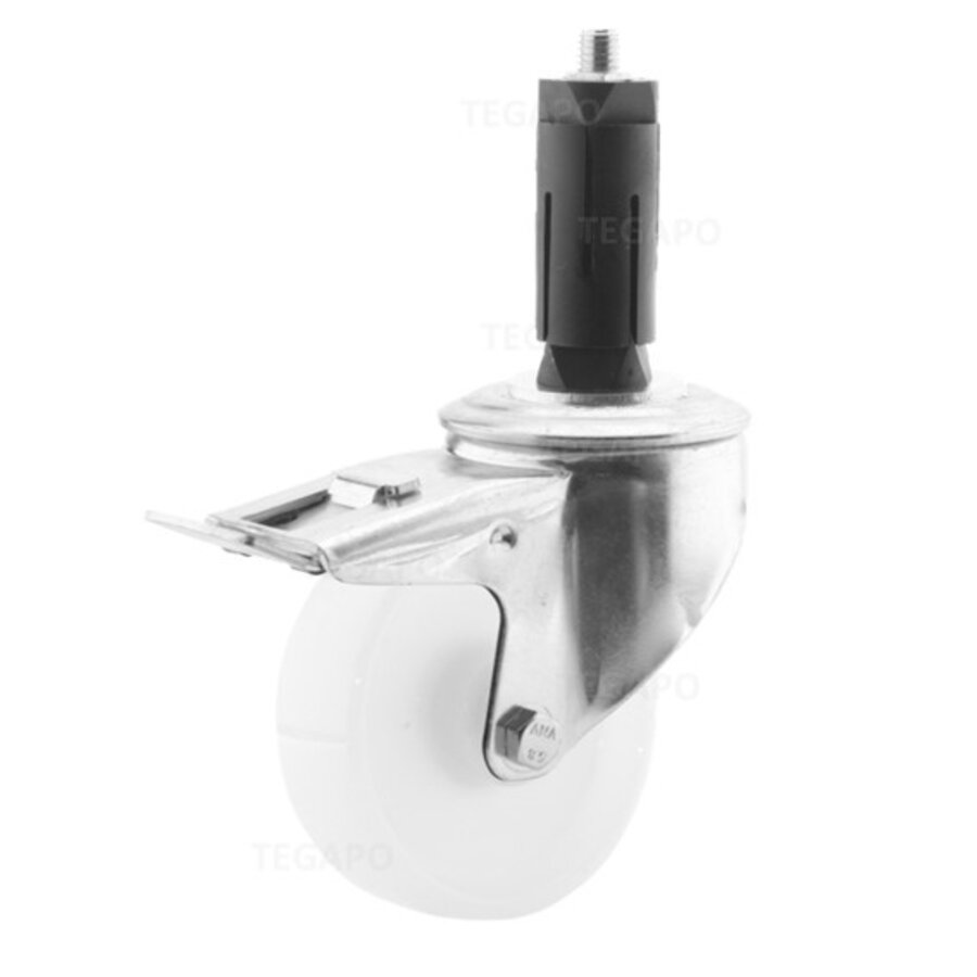 Zwenkwiel nylon 100 3NO ronde buis 27-30mm met rem-1