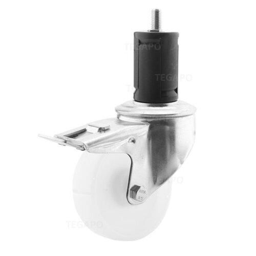Zwenkwiel nylon 100 3NO ronde buis 36-39mm met rem  Zwenkwiel nylon 100 3NO ronde buis 36-39mm met rem