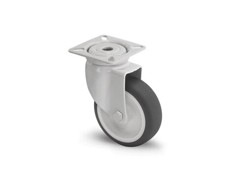 Wit zwenkwiel 75mm plaat 