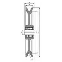 Groefwiel gietijzer 185mm