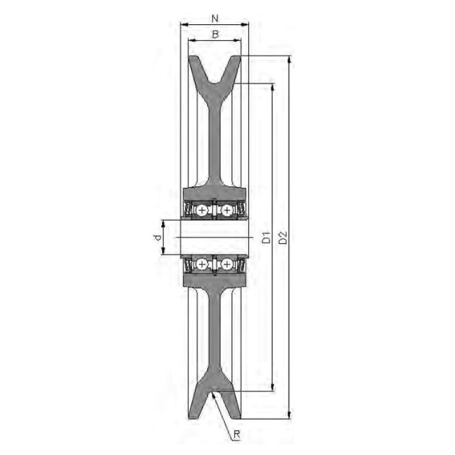 Groefwiel gietijzer 235mm