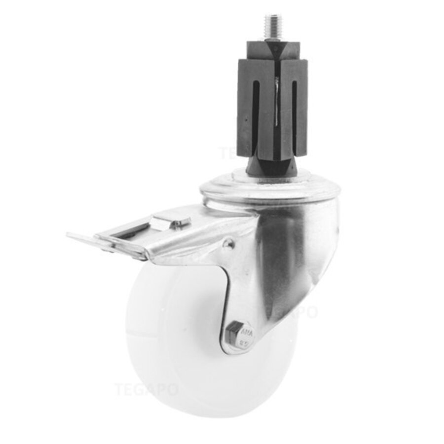 Zwenkwiel nylon 100 3NO vierkante koker 32-35mm met rem-2