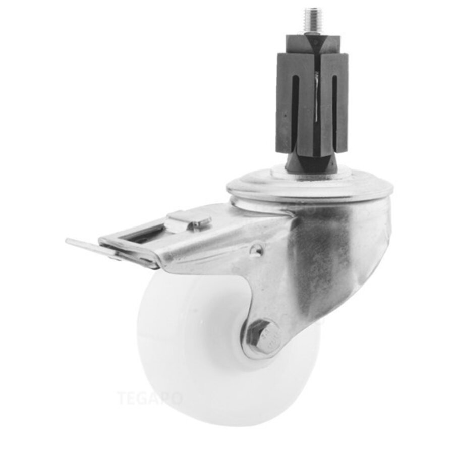 Zwenkwiel nylon 80 3NO vierkante koker 32-35mm met rem-2