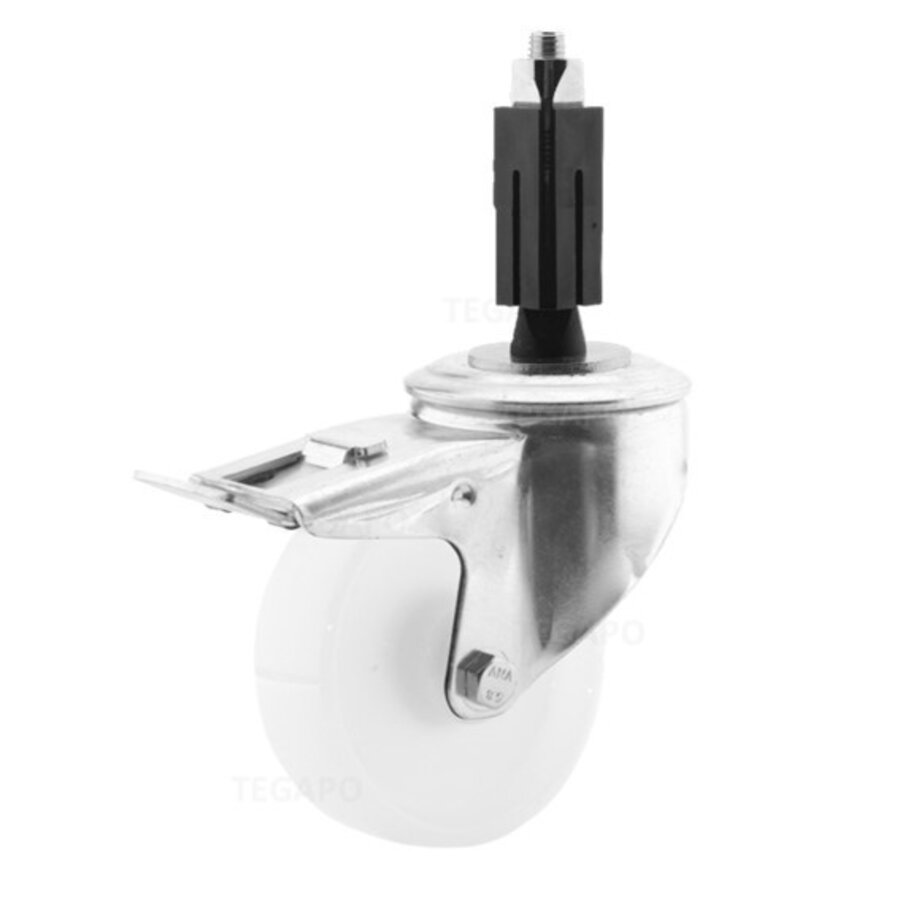Zwenkwiel nylon 100 3NO vierkante koker 21,5-24mm met rem-2