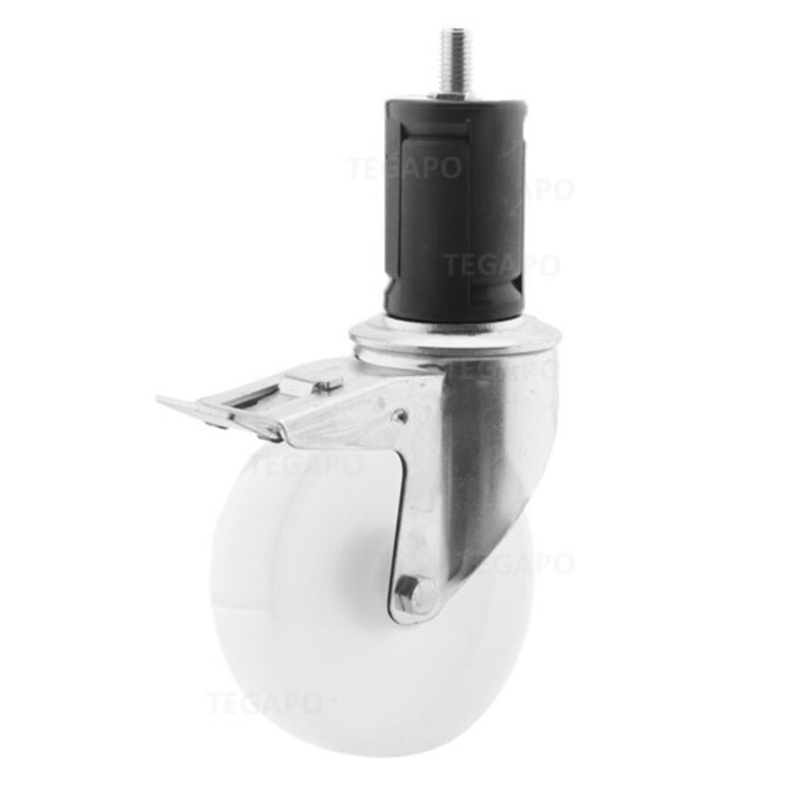 Zwenkwiel nylon 125 3NO ronde buis 36-39mm met rem-2