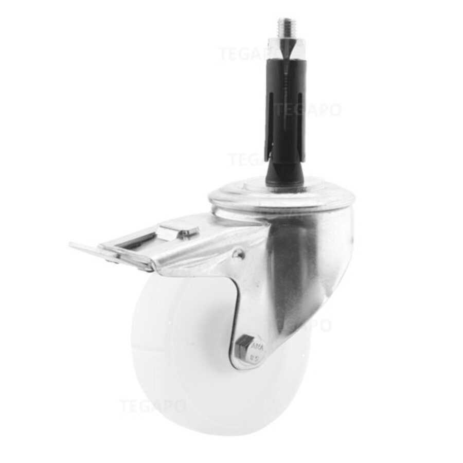Zwenkwiel nylon 100 3NO ronde buis 19-21,5mm met rem-2