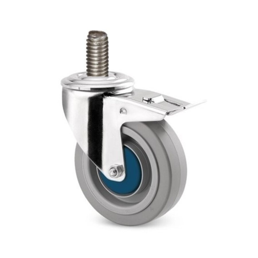 Zwenkwiel RVS 125 elastisch rubber KO M12x35 met rem-2