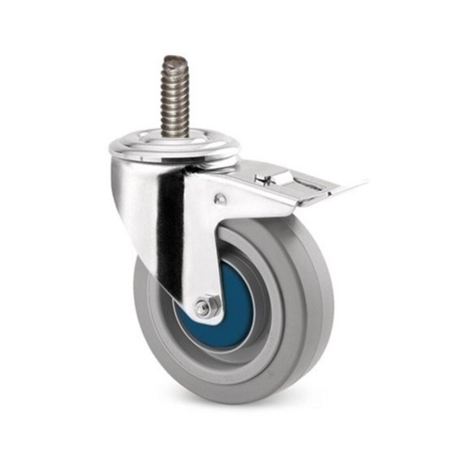 Zwenkwiel RVS 100 elastisch rubber KO M8x35 met rem-2