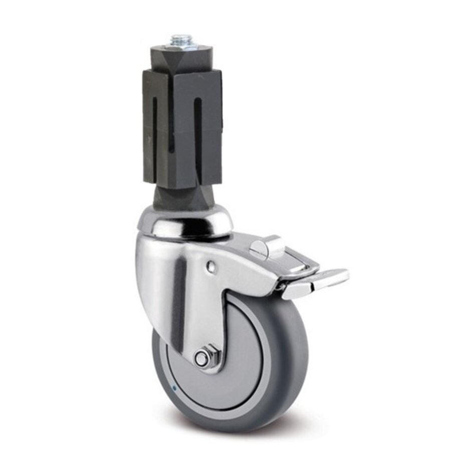 TENTE zwenkwiel RVS 100 7TPKO vierkante koker 24-27mm met rem-2