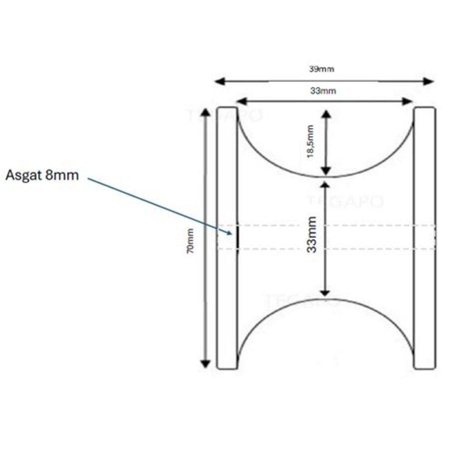Buiswiel 70mm kogellager 8mm