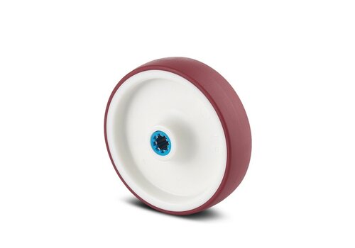 Wiel 80mm 3NOP RVS asgat 12mm rood naaf 44,4 