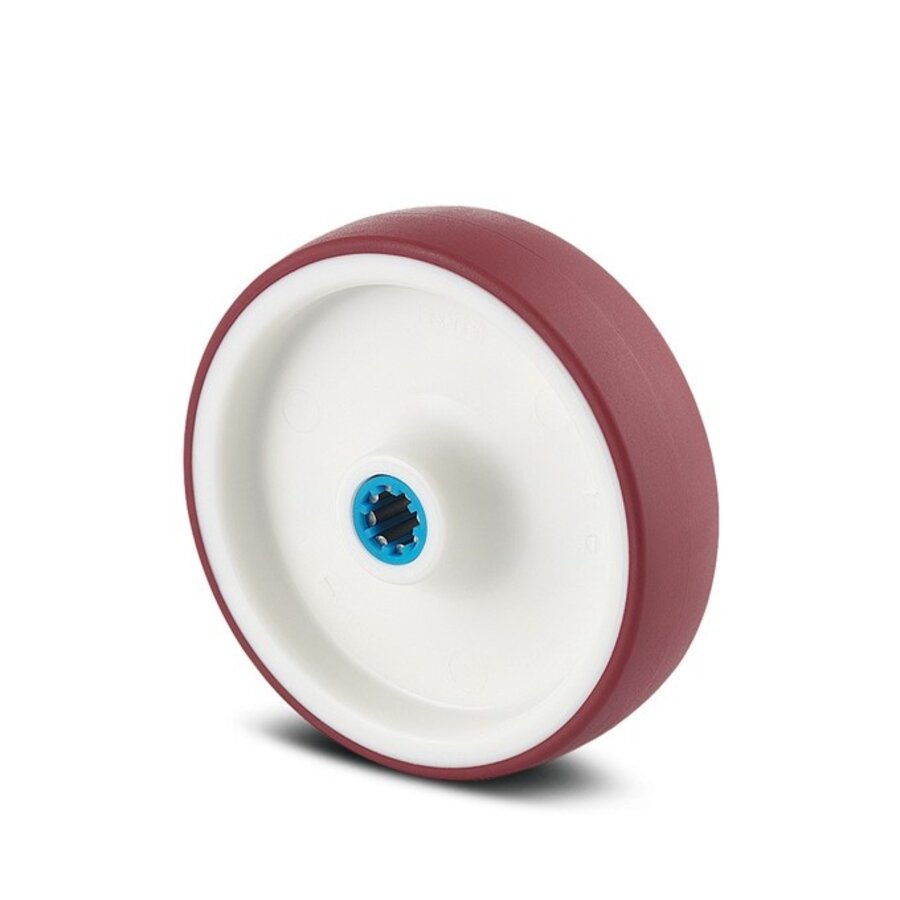 Wiel 80mm 3NOP RVS asgat 12mm rood naaf 44,4-1