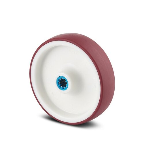 Wiel 100mm 3NOP RVS asgat 12mm rood naaf 44 