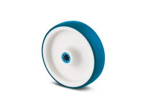 Wiel 160mm 3NOP RVS asgat 20mm blauw naaf 58 