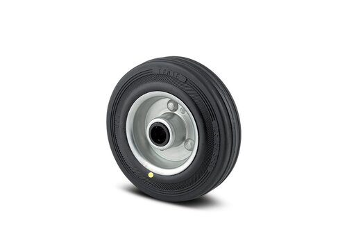 Wiel 100mm 3KO rubber asgat 12mm naaf 44,2 elektrisch geleidend 