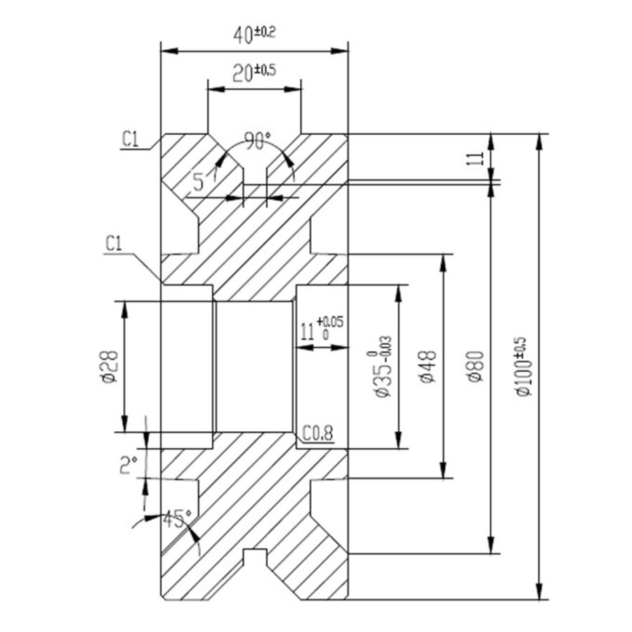 Livellö groefwiel gietijzer precisiekogellager 100x40mm-2
