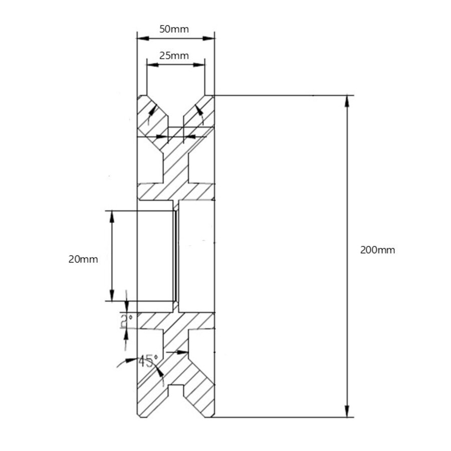 Livellö groefwiel gietijzer precisiekogellager 200x50mm-2