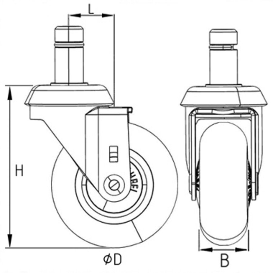 Stoel skatewiel 50mm stift 11mm-3