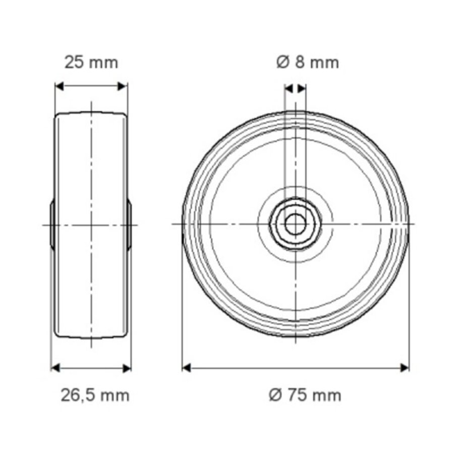 AMP Kunststof wiel zwart 150mm-3