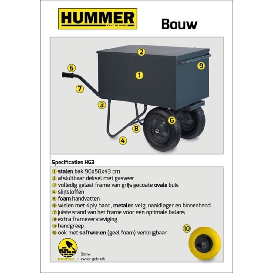 HUMMER gereedschapskruiwagen anti-lek wielen-2