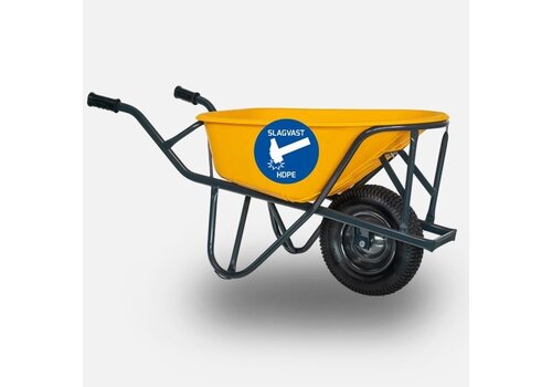 HUMMER PRO kruiwagen 90 liter HDPE geel 
