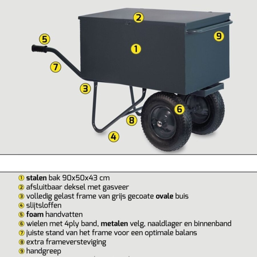 HUMMER gereedschap kruiwagen 2 wiel-2