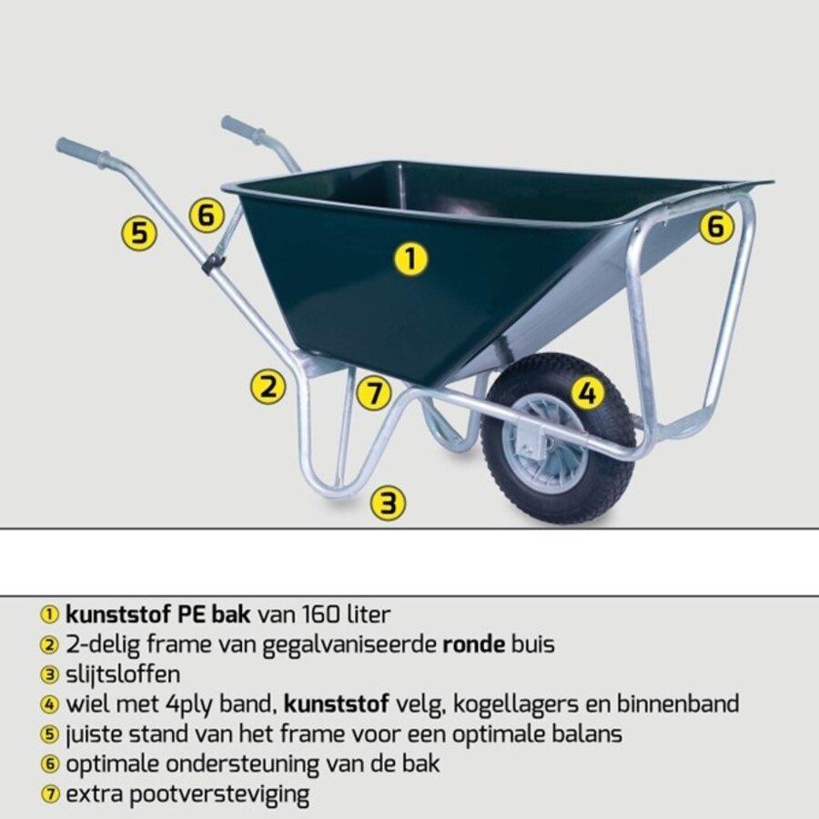 HUMMER Semi-PRO volumekruiwagen 160 liter-2