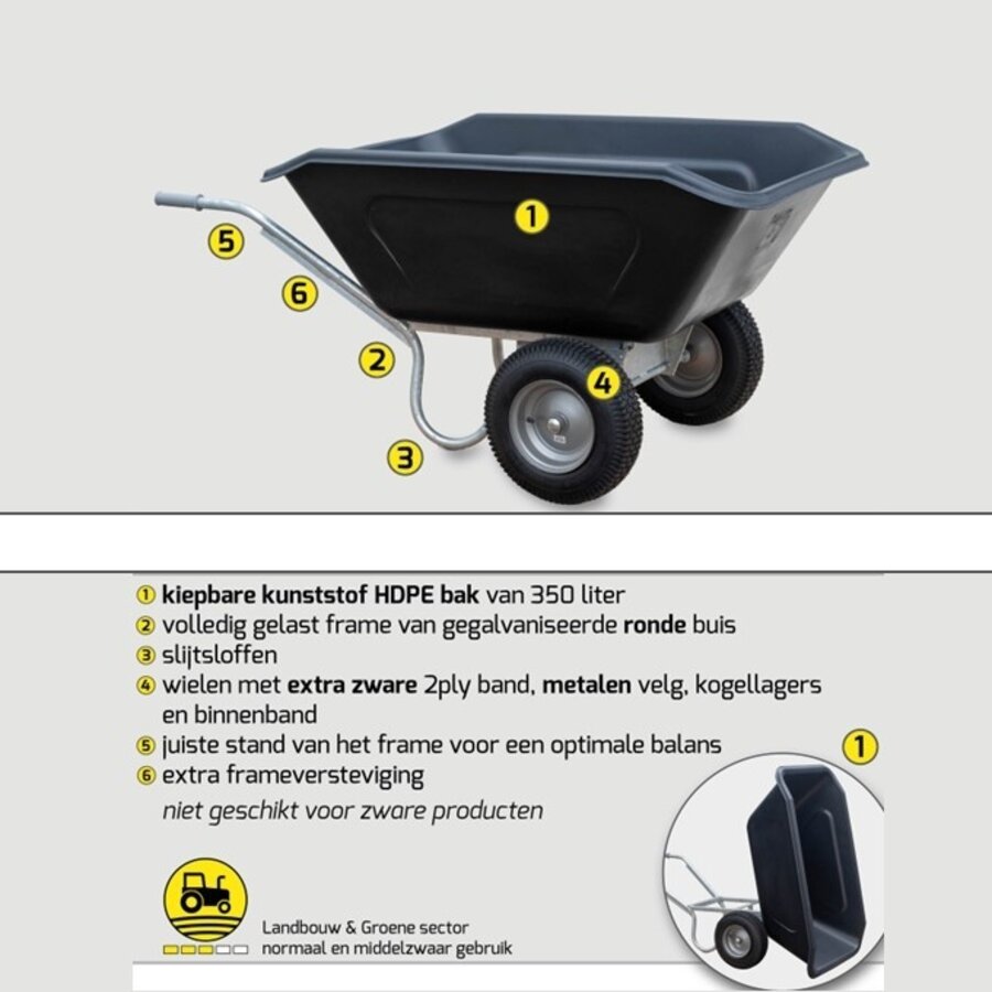 HUMMER PRO volumekruiwagen 350 liter-3
