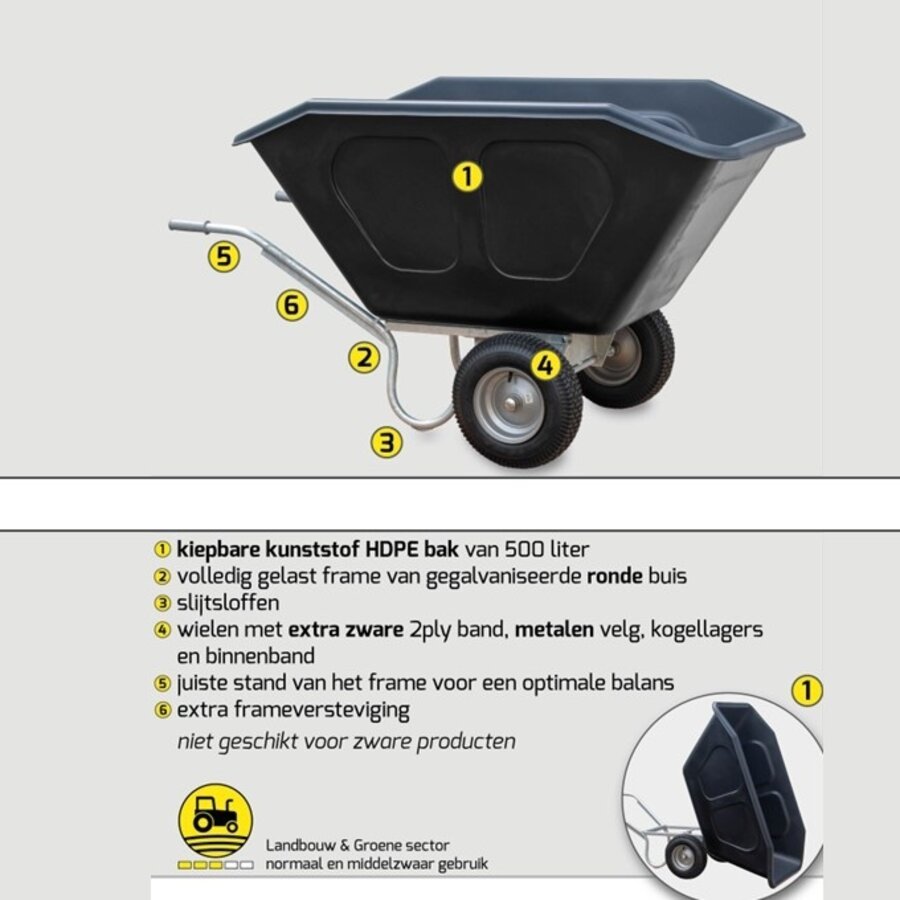 HUMMER PRO volumekruiwagen 500 liter-2