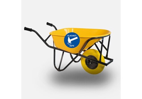 HUMMER PRO kruiwagen 90 liter HDPE geel anti-lek wiel 