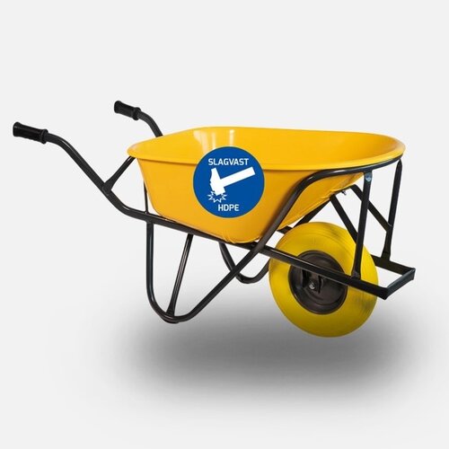 HUMMER PRO kruiwagen 90 liter HDPE geel anti-lek wiel 