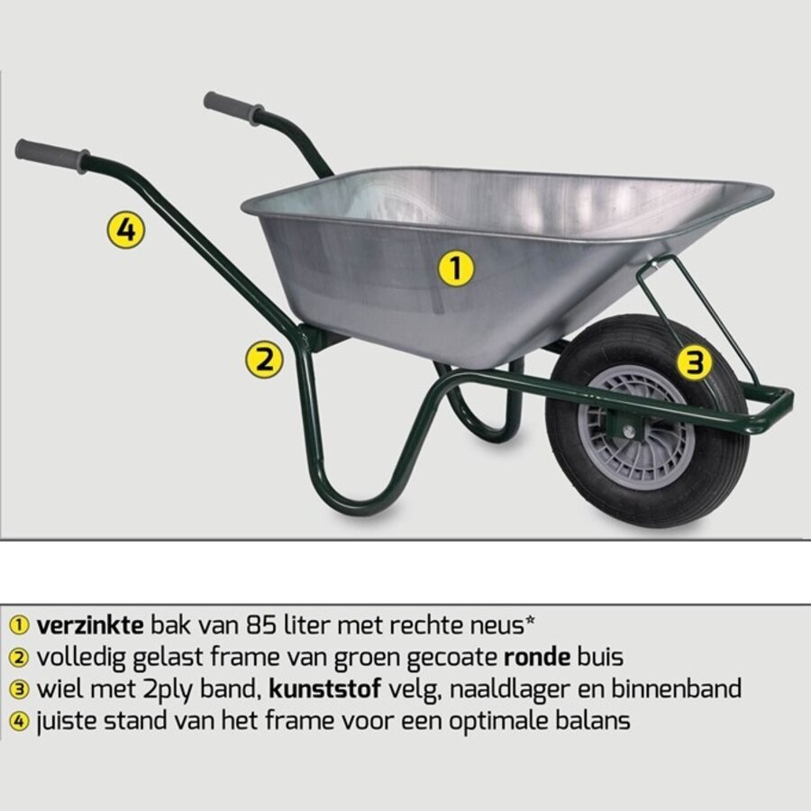 HUMMER kruiwagen 85 liter zinken bak-2