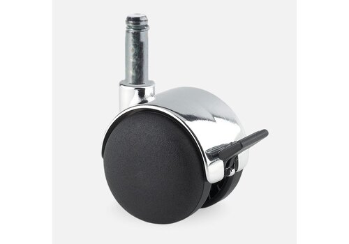 PP chrome wiel 50mm stift 8mm met rem 